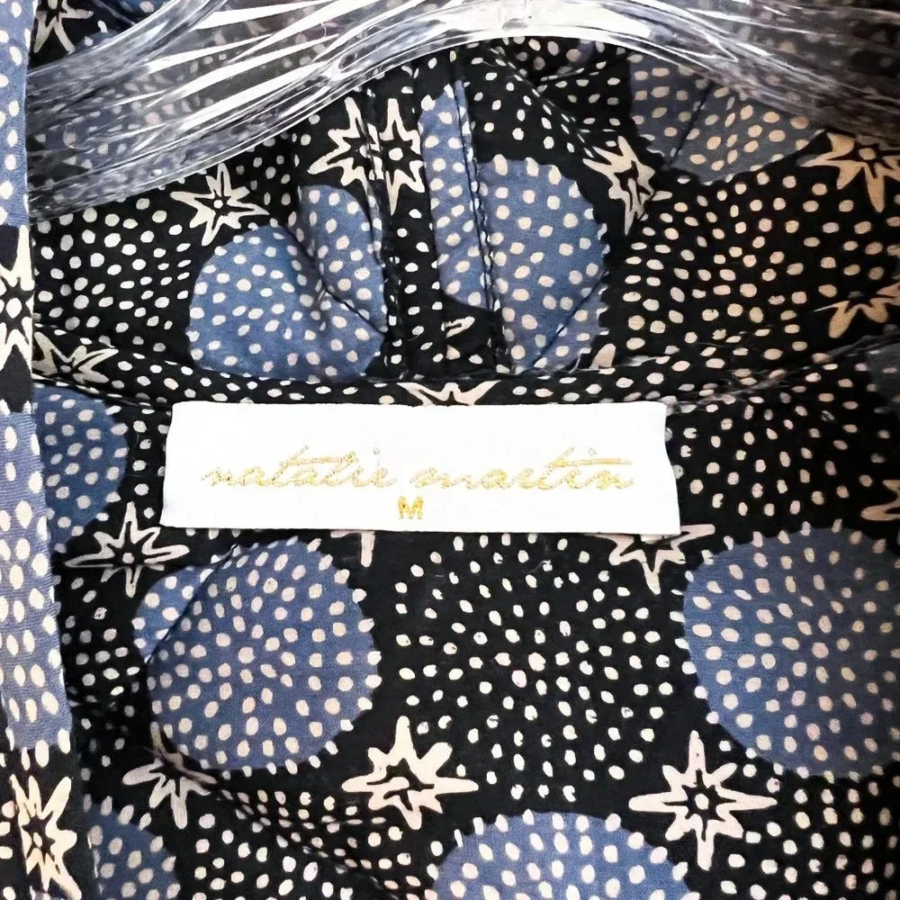 RARE Natalie Martin Bohemian Star Dot Navy Designer Open Quilted Jacket Medium